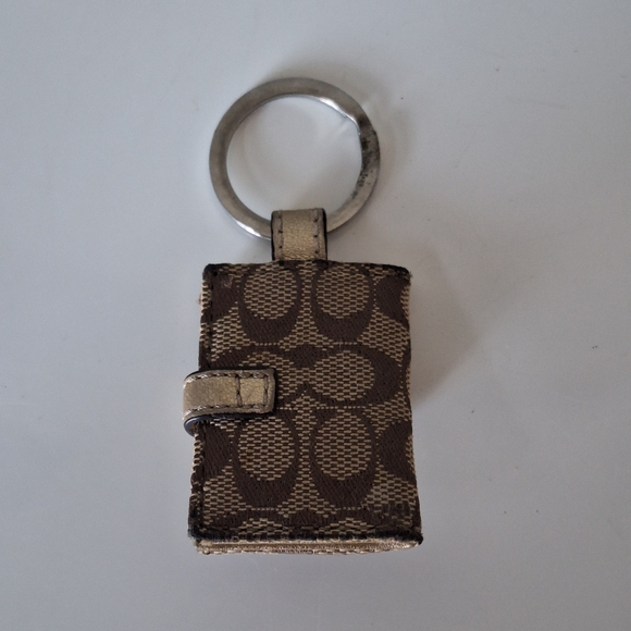 Vintage Coach Picture Frame Signature Brown Snap Buckle Y2K Keychain Dual Photo - Picture 3 of 10